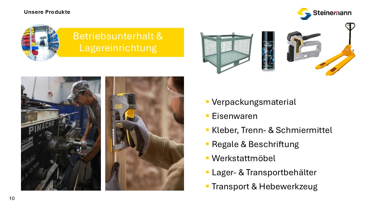 Produkte Betriebsunterhalt und Lagereinrichtung