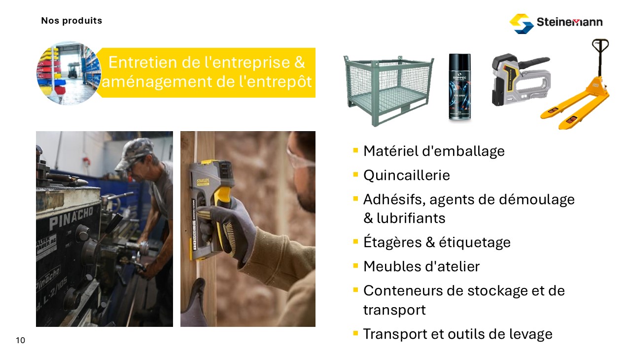 Nos produits - Entretien de l'entreprise & aménagement de l'entrepôt