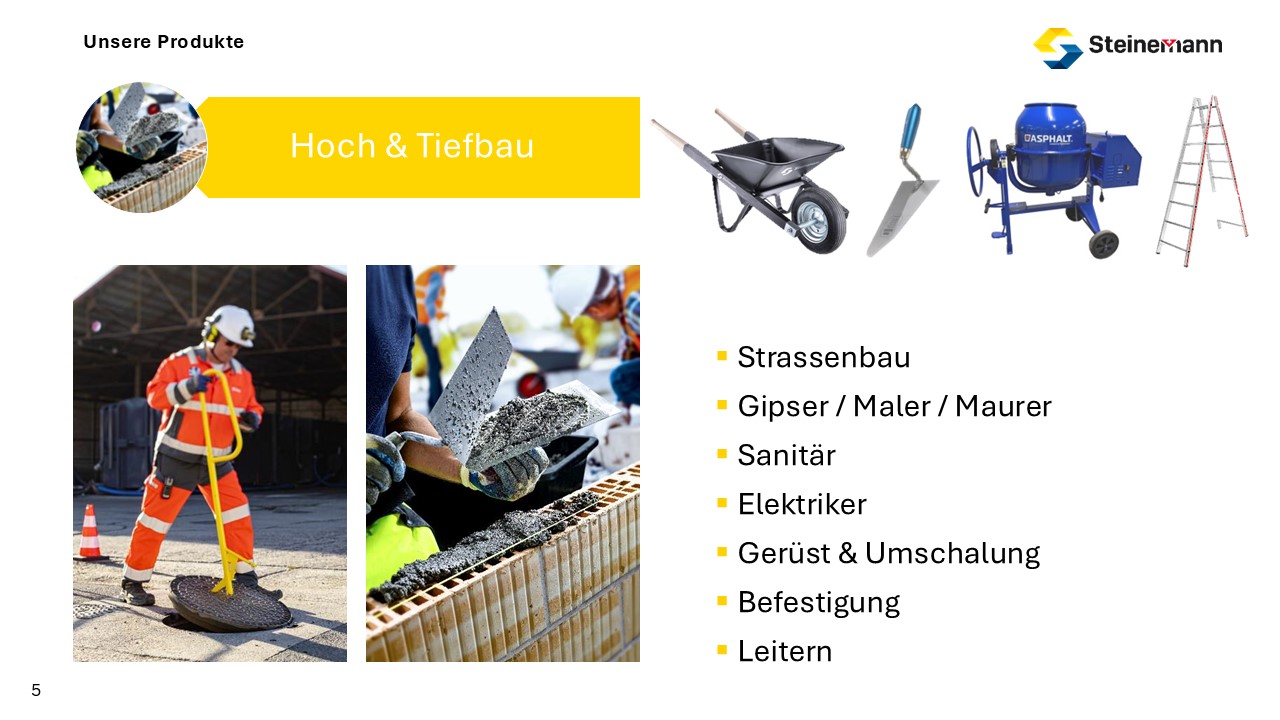 Produkte Hoch und Tiefbau